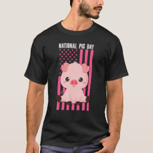 Camiseta Feliz Día Nacional del Cerdo Bandera Americana