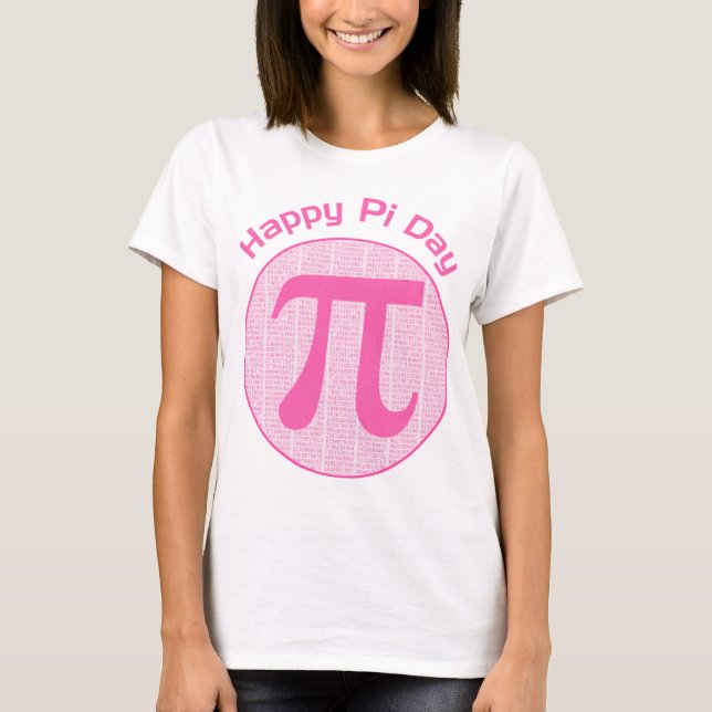 Camiseta Feliz Día Pi números rosados (Anverso)