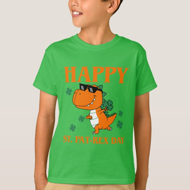 Camiseta Feliz Día St. Pat-Rex Diez Gracioso Dinosaurio Irl (Anverso)