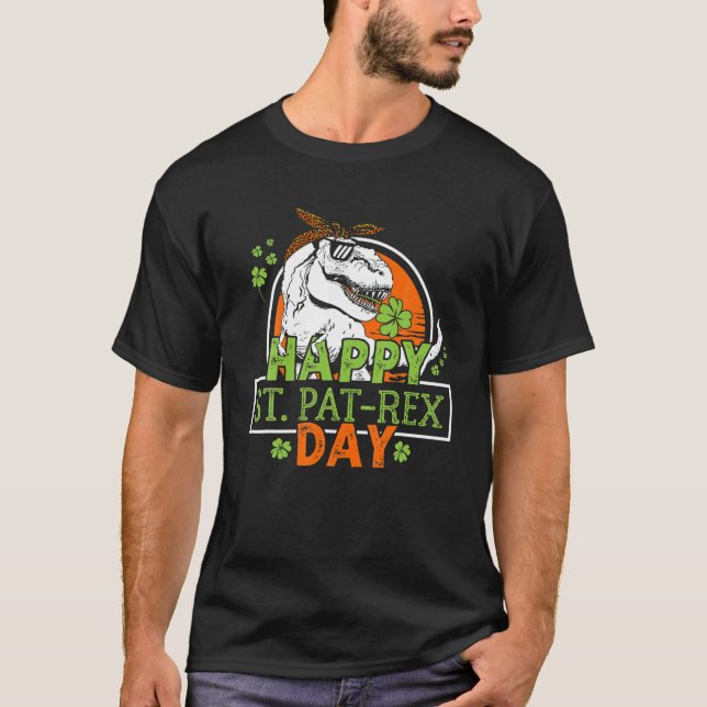 Camiseta Feliz Día St Pat-Rex Dinosaur St Patrick Dinosaur (Anverso)