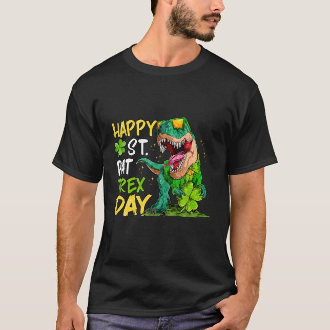 Camiseta Feliz Día St Pat-Rex Divertido niño pequeño Dino S (Anverso)