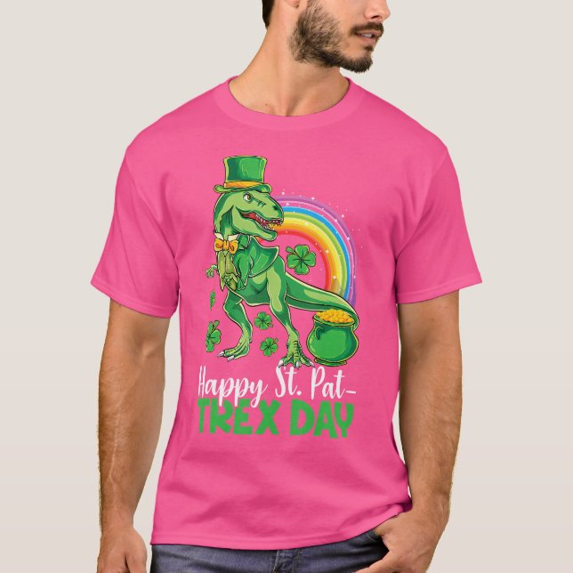 Camiseta Feliz Día St Pat T Rex Camisas Dinosaurios Niños C (Anverso)