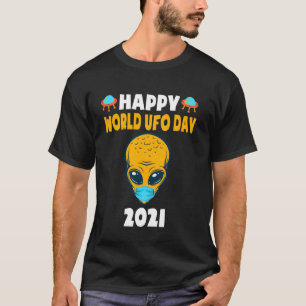 Camiseta Feliz Día Ufo 2021 Cabeza Alien Cute con Máscara K