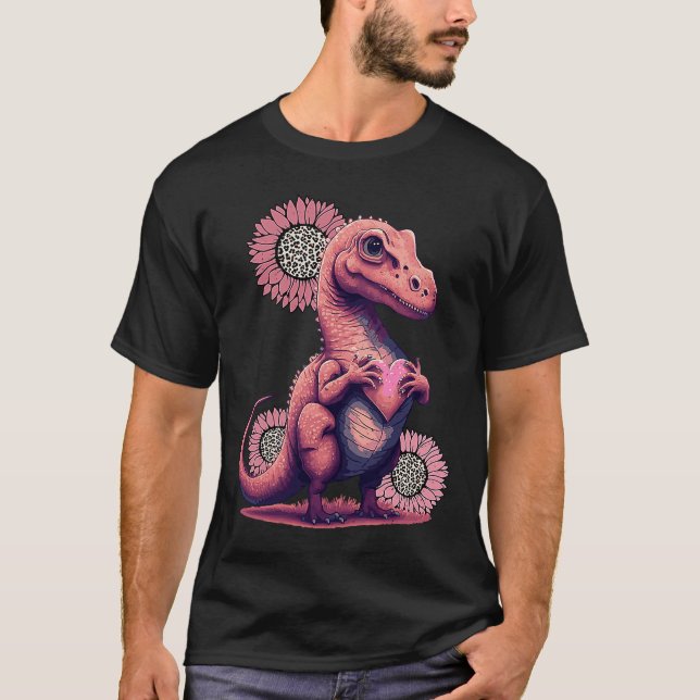 Camiseta Feliz Dinosaurio del Día de San Valentín con el le (Anverso)