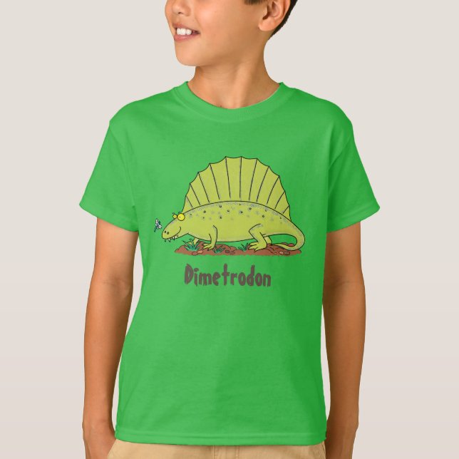 Camiseta Feliz dinosaurio verde personalizado de Dimetrodon (Anverso)