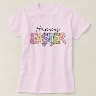 Camiseta Feliz diseño de conejo colorido de Pascua