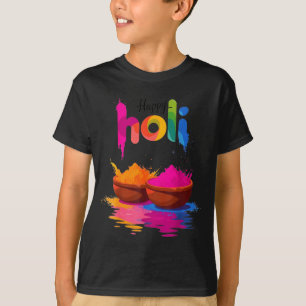 Camiseta Feliz diseño del festival de colores de holi con p