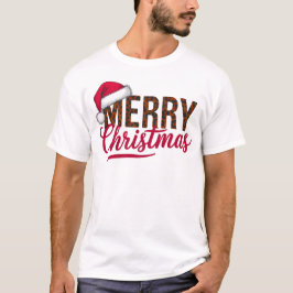 Camiseta Feliz diseño navideño con Santa Hat
