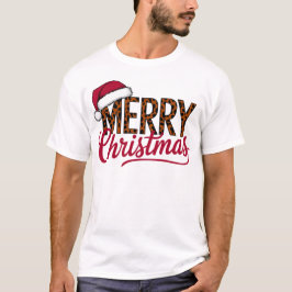 Camiseta Feliz diseño navideño con Santa Hat