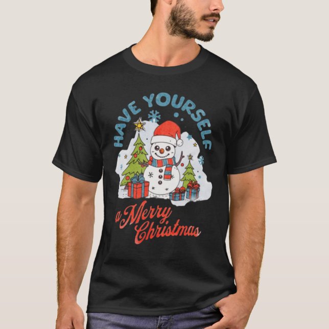 Camiseta Feliz diseño navideño de Snowman Merry (Anverso)