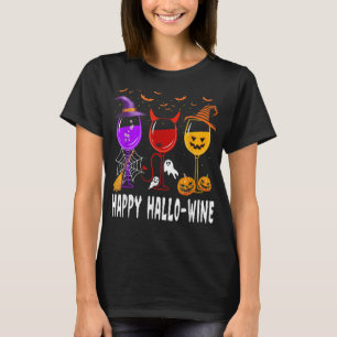 Camiseta Feliz disfraz de calabaza de brujas con vidrio de