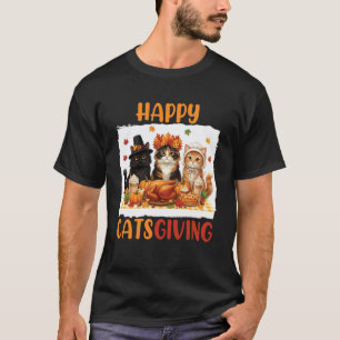 Camiseta Feliz Disfraz de Peregrino de Gatosgiving Gato Oto