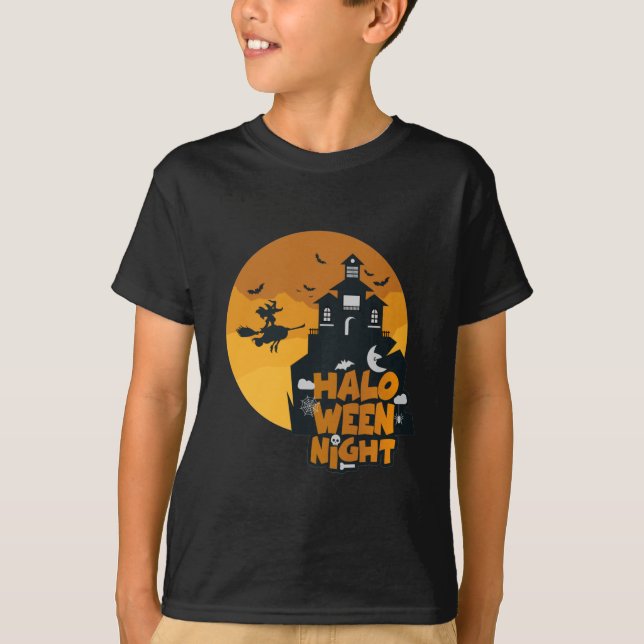 Camiseta Feliz disfraz nocturno de Halloween para los niños (Anverso)