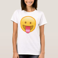Camiseta feliz, divertida de la emoji de la lengua