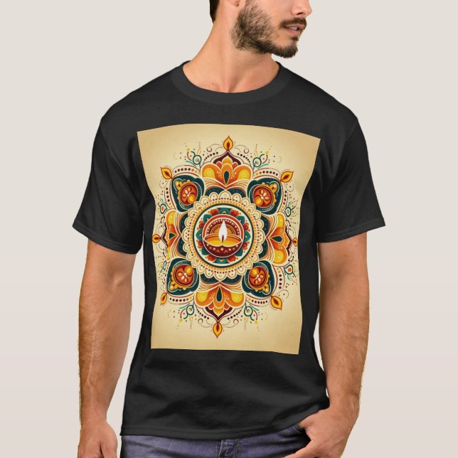Camiseta "Feliz Diwali Simple Rangoli T-Shirt Design" (Anverso)