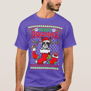 Camiseta Feliz Dogmas Boston Terrier Dog Graciosa Fea Navid