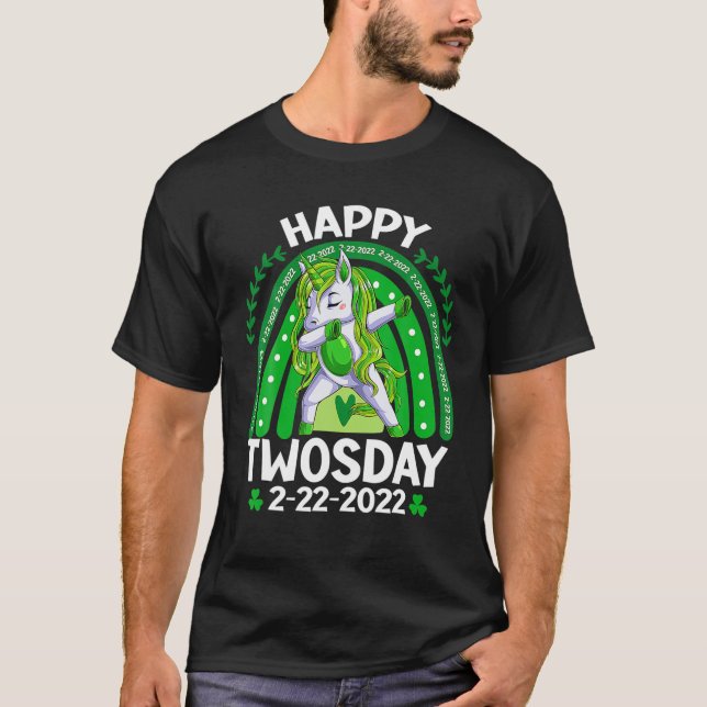 Camiseta Feliz domingo 2022 Unicorn St Patrick Rainbow Twos (Anverso)