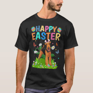 Camiseta Feliz domingo de Pascua de Airedale Terrier Dog Ea