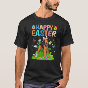 Camiseta Feliz domingo de Pascua de Airedale Terrier Dog Ea