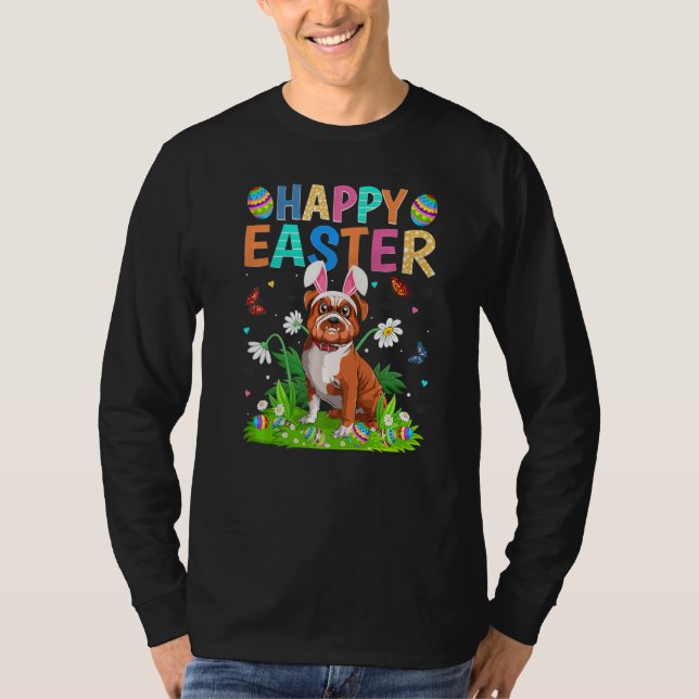Camiseta Feliz Domingo de Pascua de Bulldog divertido de hu (Anverso)