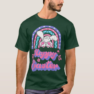 Camiseta Feliz Easter Bunny Rabbit Eggs Vintage Rainbow 