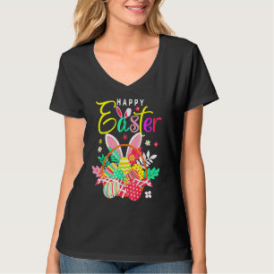 Camiseta Feliz Easter Egns Basket Bunny Ears T