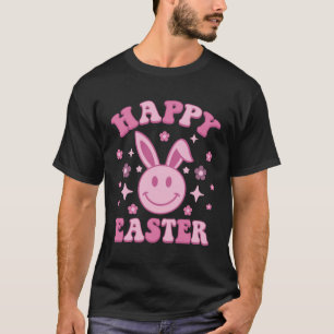 Camiseta Feliz Easter Egy Bunny Smile Face Rabbit Retro Gro