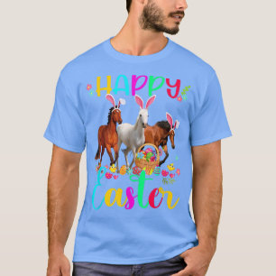 Camiseta Feliz Easter Horse Lover Tres Caballos Con Conejo