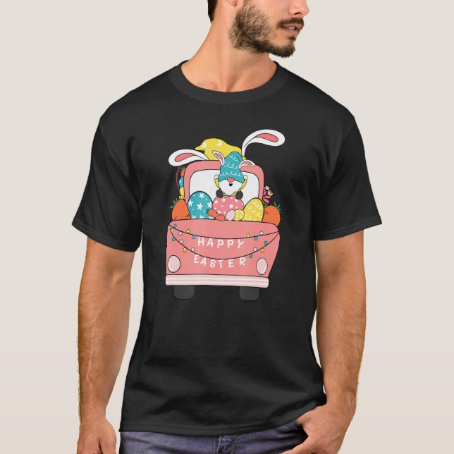 Camiseta Feliz Easter Truck Easter Bunny Gnome Huevo de Pas (Anverso)