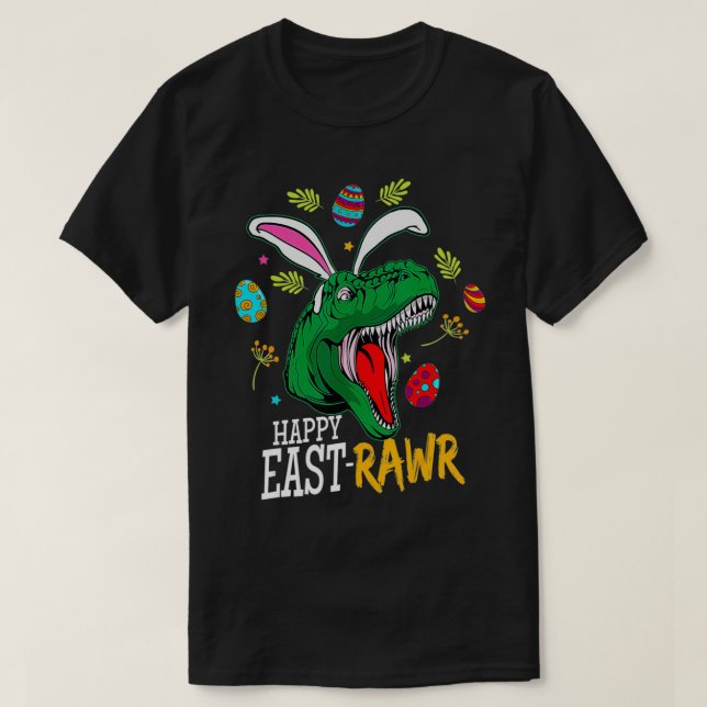Camiseta Feliz Eastrawar T Re Dinosaur Easter Bunny Egg Boy (Diseño del anverso)