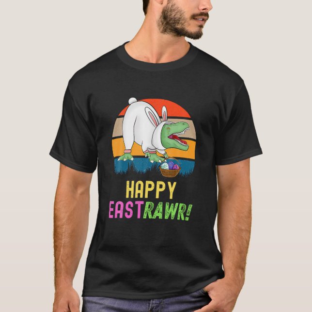 Camiseta Feliz Eastrawar T Rex Dinosaur Easter Bunny Egg Co (Anverso)
