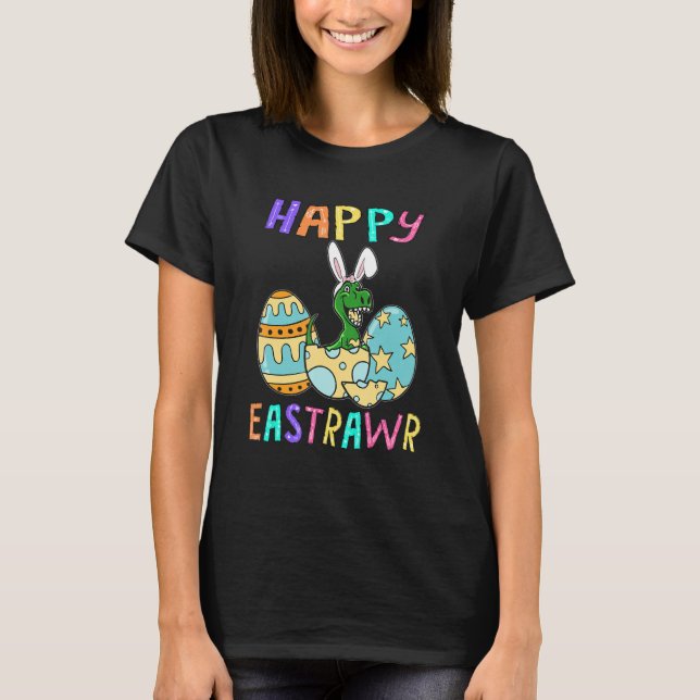Camiseta Feliz Eastrawar T Rex Dinosaur Easter Bunny Egg Co (Anverso)