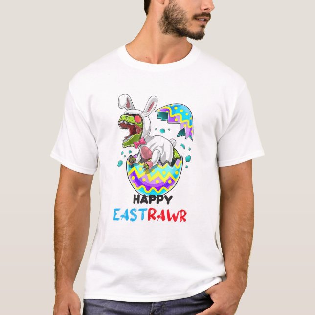 Camiseta Feliz Eastrawar T Rex Dinosaur Easter Bunny Egg Co (Anverso)