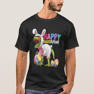 Camiseta Feliz Eastrawar T Rex Dinosaur Easter Bunny Egg Co