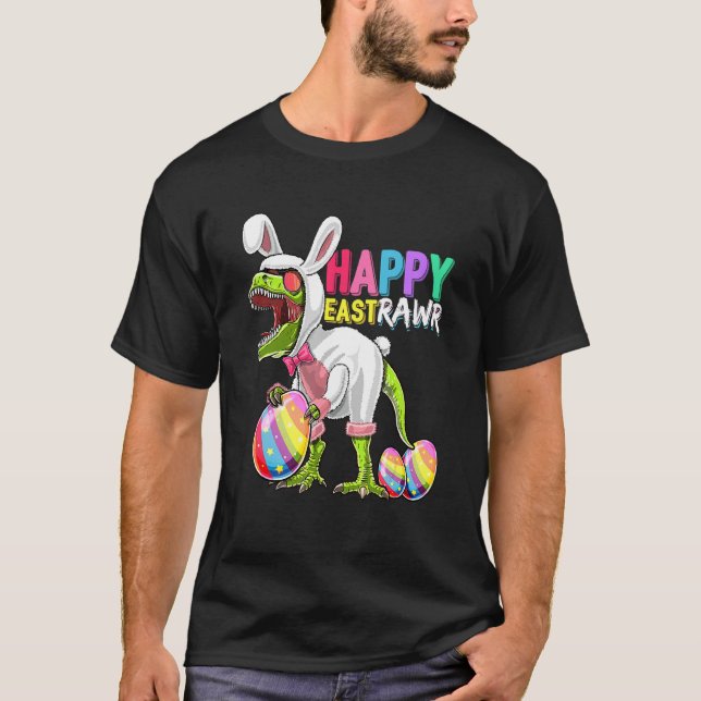 Camiseta Feliz Eastrawar T Rex Dinosaur Easter Bunny Egg Co (Anverso)