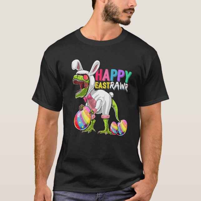 Camiseta Feliz Eastrawar T Rex Dinosaur Easter Bunny Egg Co (Anverso)