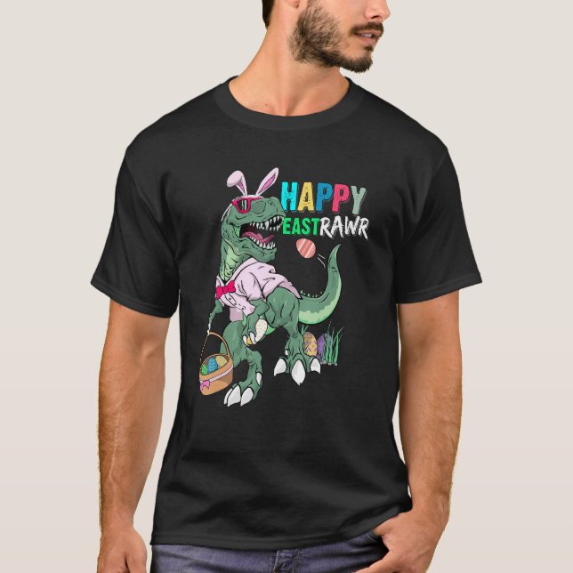 Camiseta Feliz Eastrawar T Rex Dinosaur Easter Bunny Egg Co (Anverso)