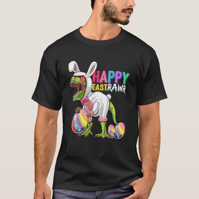 Camiseta Feliz Eastrawar T Rex Dinosaur Easter Bunny Egg Co (Anverso)