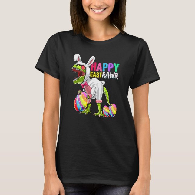 Camiseta Feliz Eastrawar T Rex Dinosaur Easter Bunny Egg Co (Anverso)