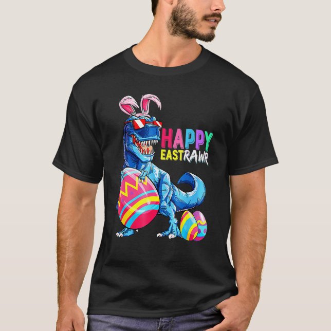 Camiseta Feliz Eastrawar T Rex Dinosaur Easter Bunny Egg Co (Anverso)