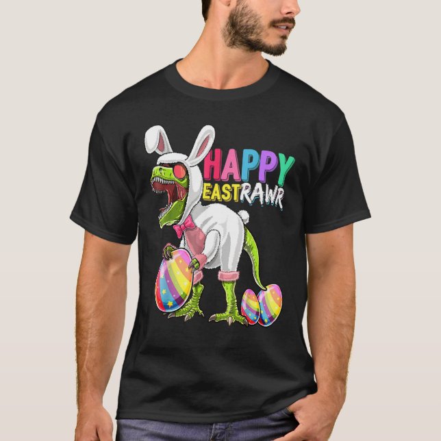 Camiseta Feliz Eastrawar T Rex Dinosaur Easter Bunny Egg Co (Anverso)