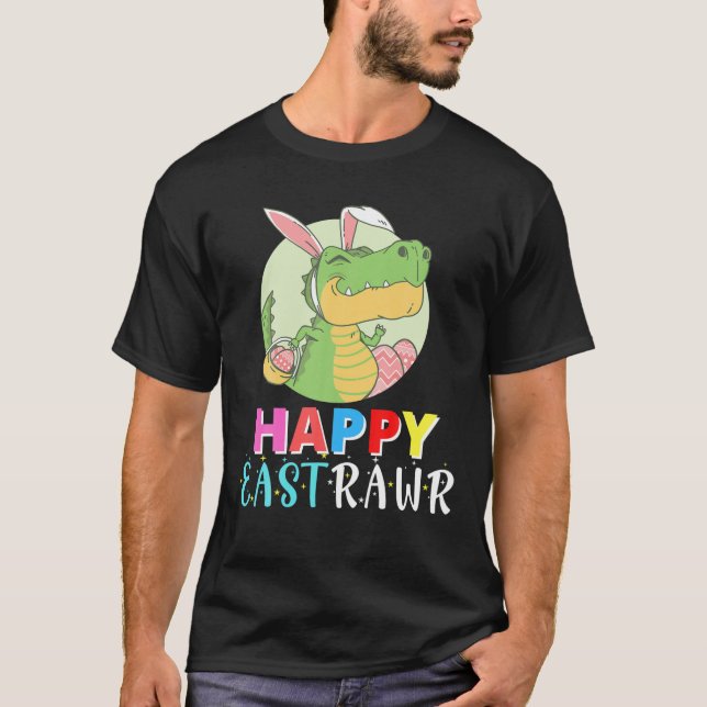 Camiseta Feliz Eastrawar T Rex Dinosaur Easter Bunny Egg Co (Anverso)