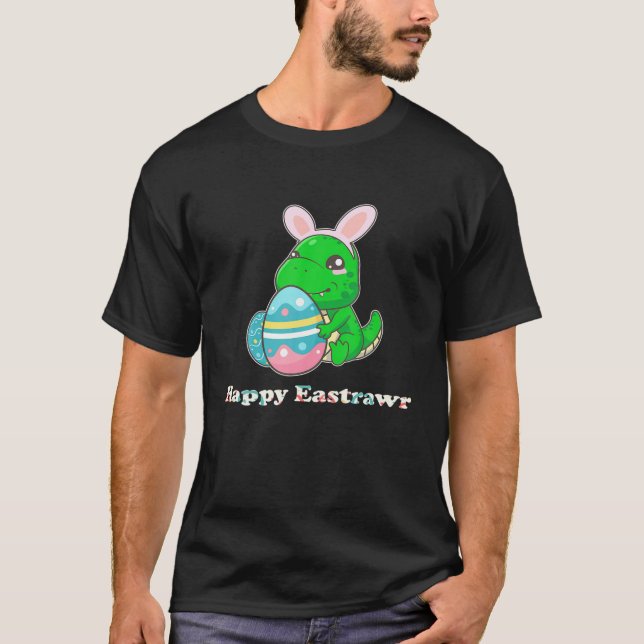 Camiseta Feliz Eastrawar T Rex Dinosaur Easter Bunny Egg Co (Anverso)
