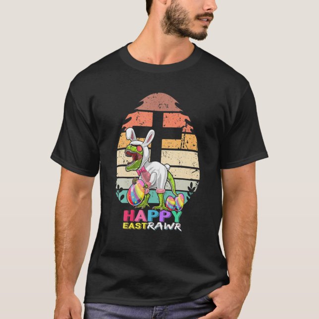 Camiseta Feliz Eastrawar T Rex Dinosaur Easter Bunny Egg Co (Anverso)