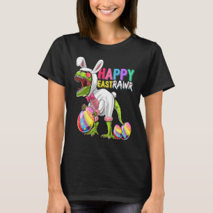 Camiseta Feliz Eastrawar T Rex Dinosaur Easter Bunny Egg Co