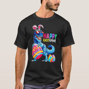 Camiseta Feliz Eastrawar T Rex Dinosaur Easter Bunny Egg Co