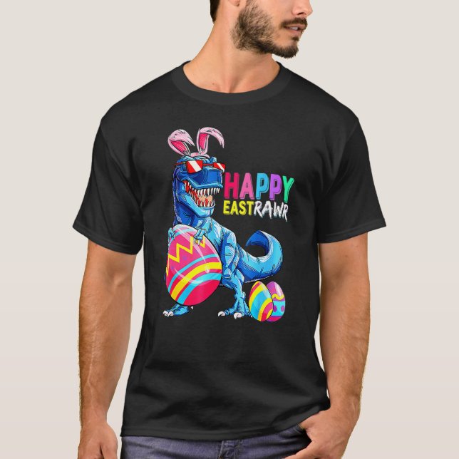 Camiseta Feliz Eastrawar T Rex Dinosaur Easter Bunny Egg Co (Anverso)