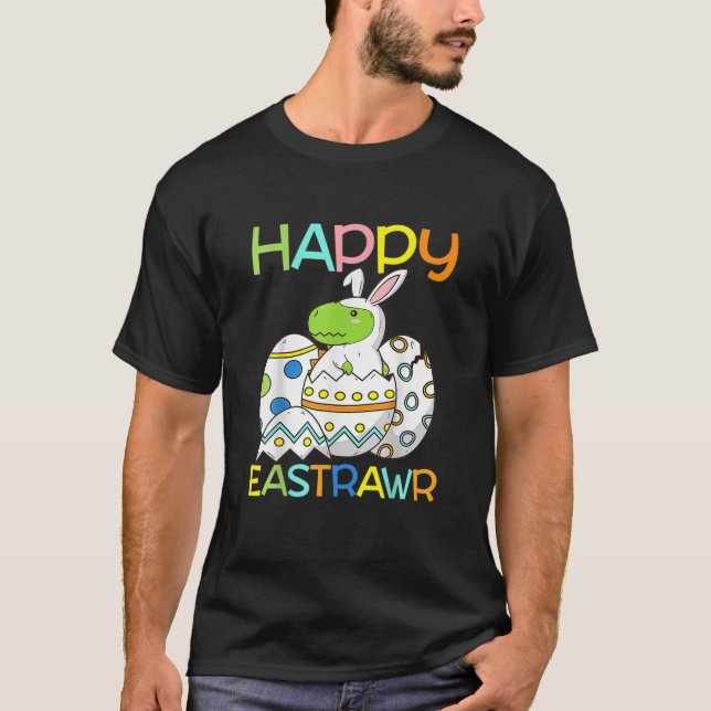 Camiseta Feliz Eastrawar T Rex Dinosaur Easter Bunny Egg Ha (Anverso)