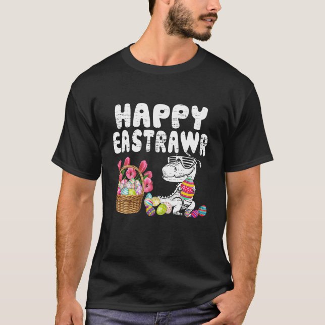 Camiseta Feliz Eastrawar T Rex Dinosaur Easter Bunny Egg To (Anverso)