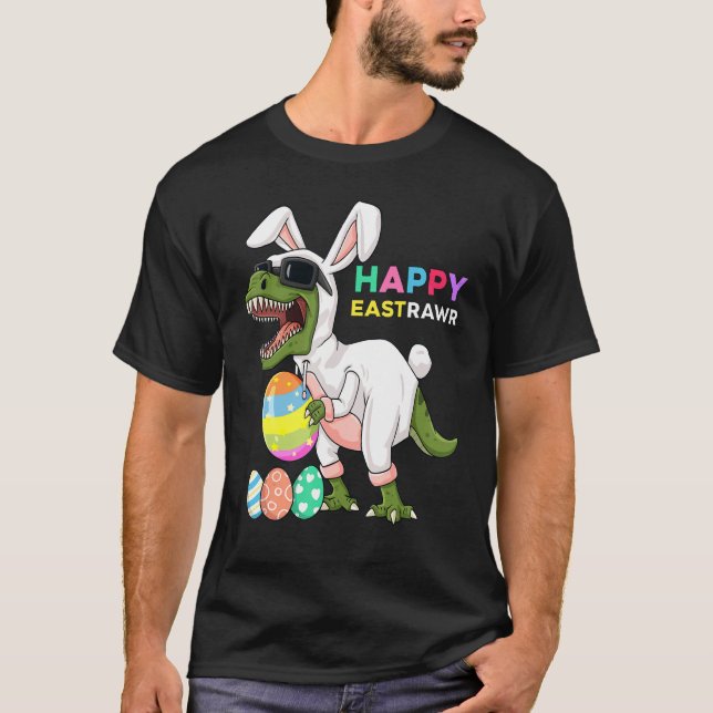 Camiseta Feliz Eastrawar T Rex Easter Bunny Dinosaur Eggs B (Anverso)